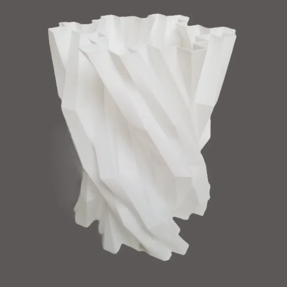 3D Printed Vase White Geometric Modern Minimalist Home Decor Sculptural